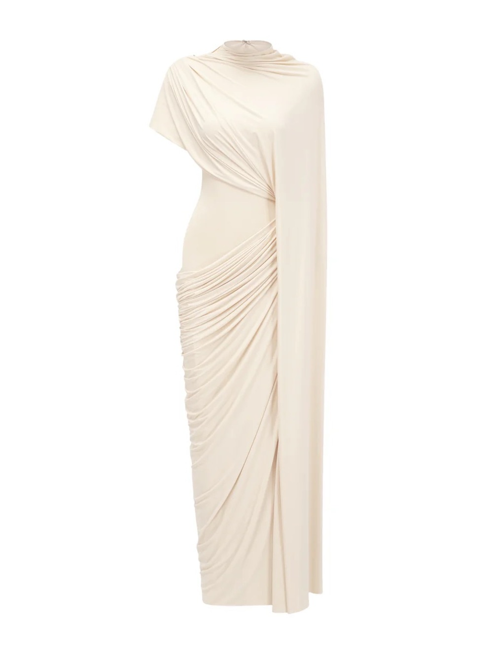 One-Shoulder Draped Maxi Dress in Cream